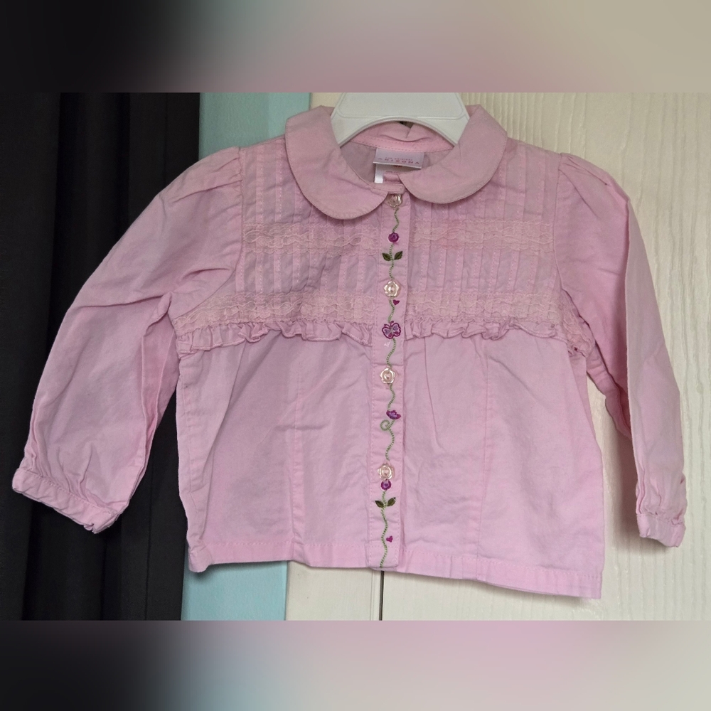 18 months pink floral button down shirt